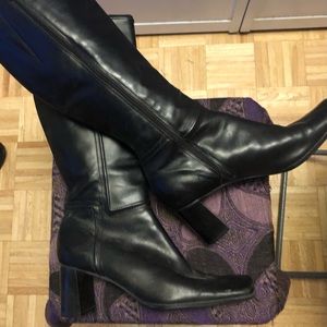 Black Leather Knee High Boots